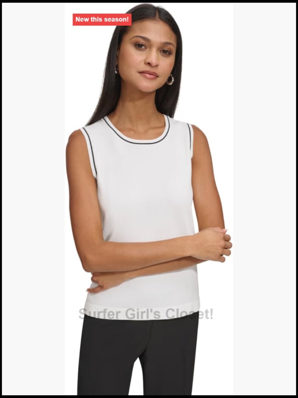 Karl Lagerfeld Sleeveless Round Neck Knit Tank Top - Women's